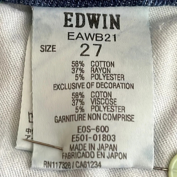 Edwin Beth Boyfriend Ankle Acid Washed Distressed Jeans - Size 27 - Picture 9 of 11